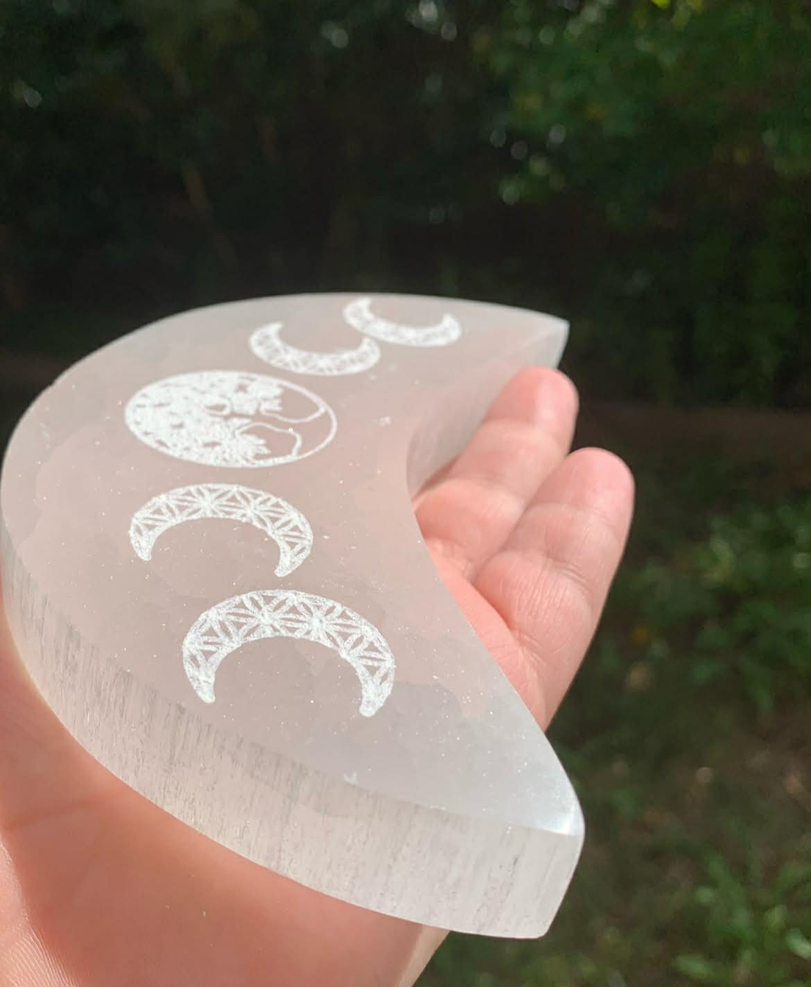 Large Crescent Moon Selenite Charging Plate