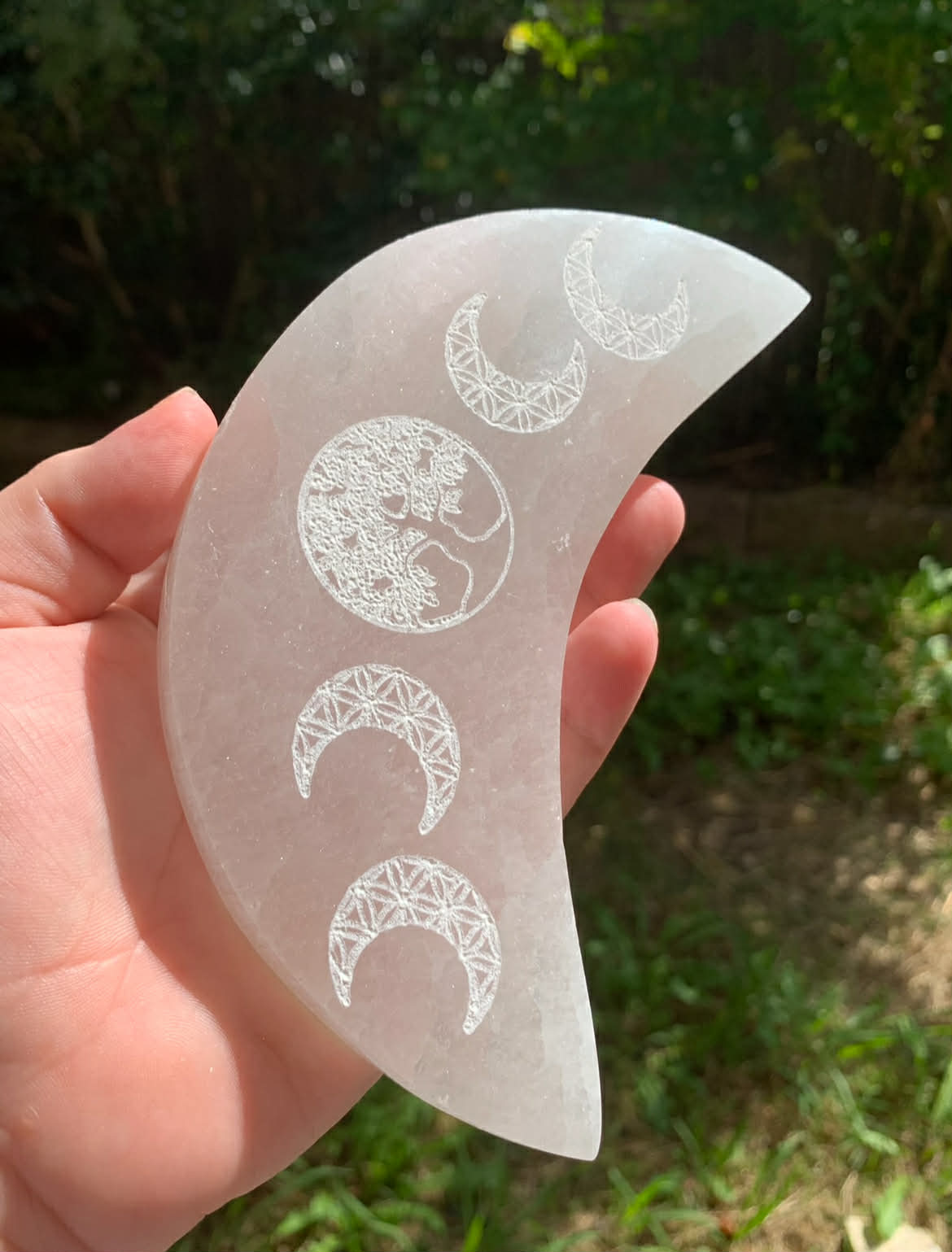 Large Crescent Moon Selenite Charging Plate